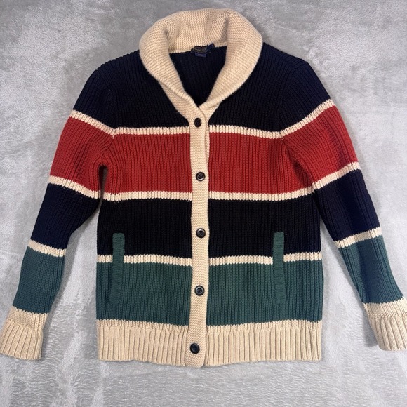 Pendleton Sweaters - Pendleton Women's Small Ranger Stripe Lambswool Cardigan Shawl Collar Sweater